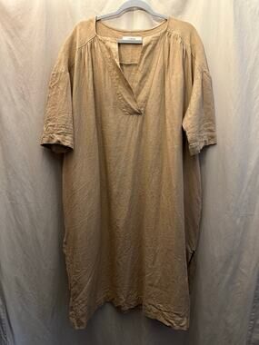 Loess Timeless & Sustainable Linen Mustard Maxi Dress Made in Spain